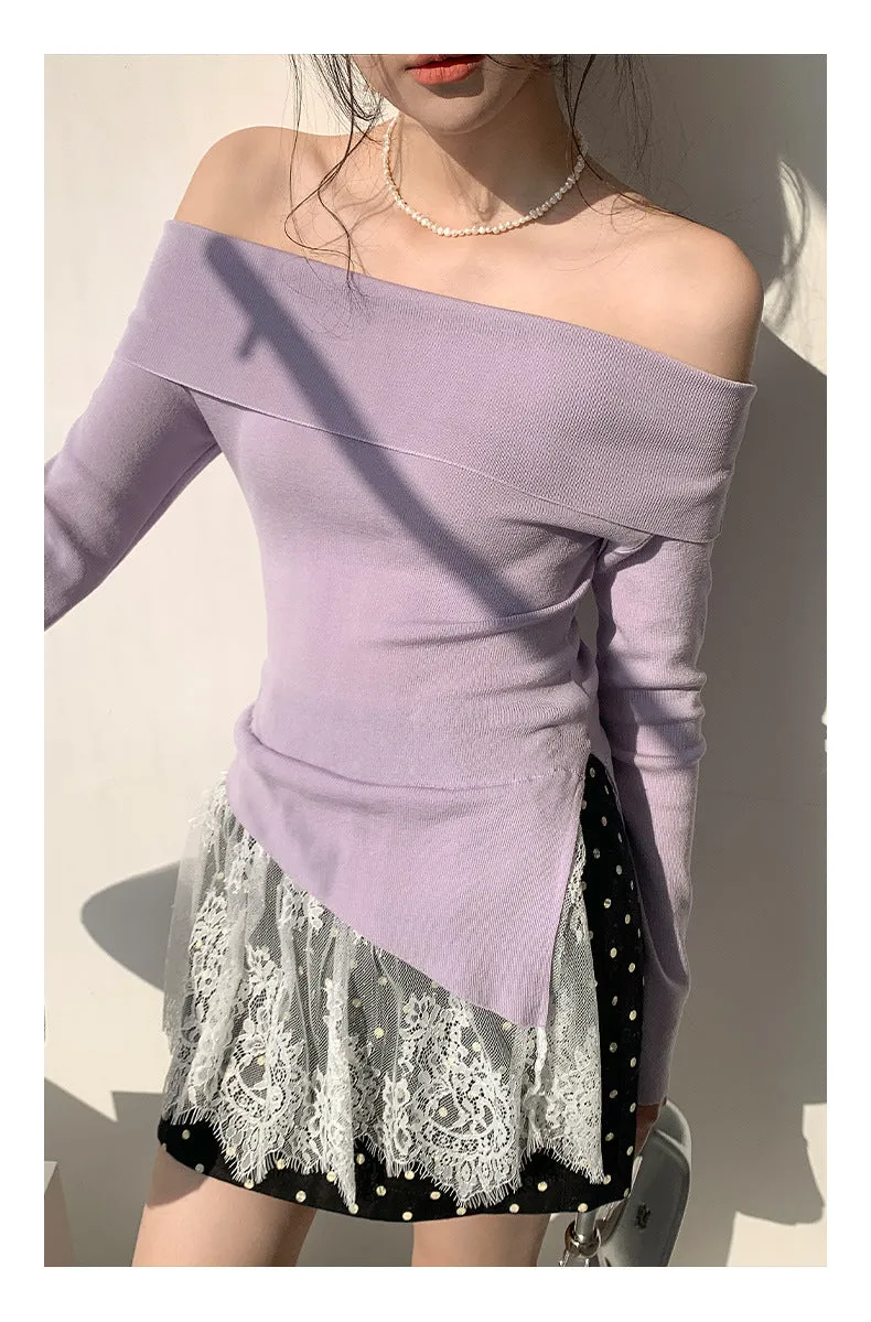Off-shoulder long sleeve Top