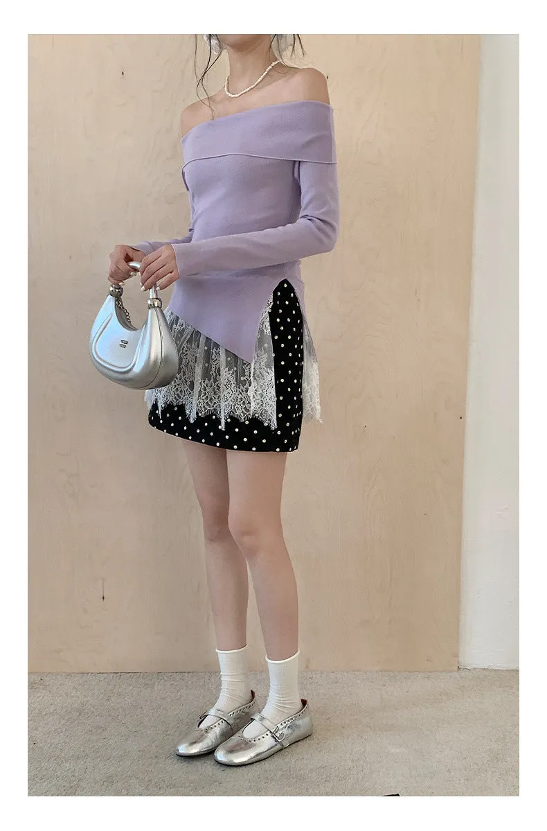 Off-shoulder long sleeve Top
