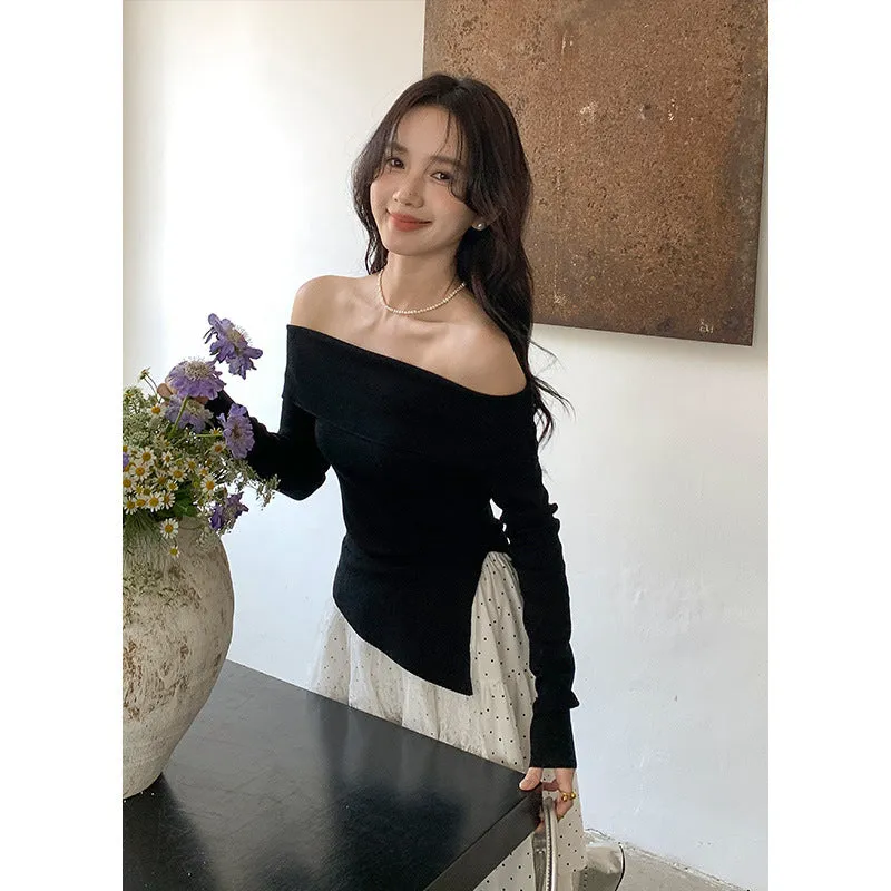 Off-shoulder long sleeve Top
