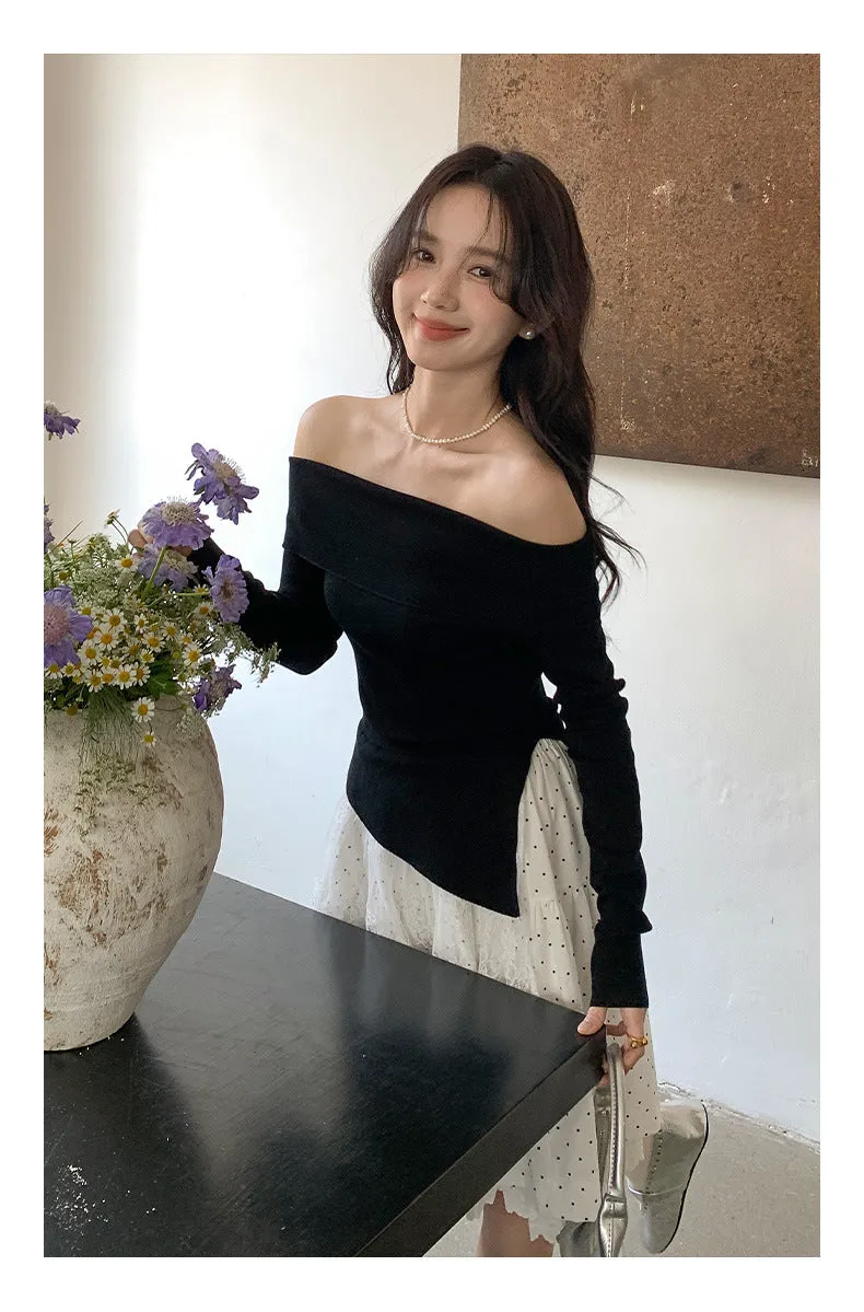 Off-shoulder long sleeve Top