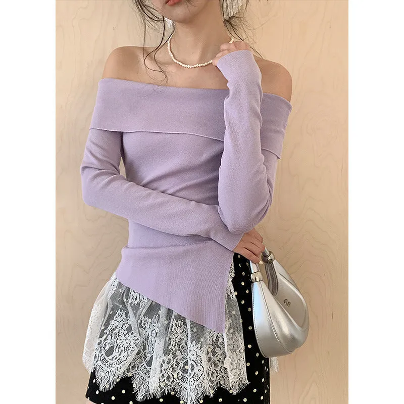 Off-shoulder long sleeve Top