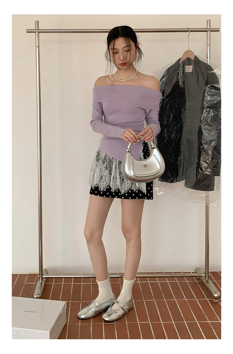 Off-shoulder long sleeve Top