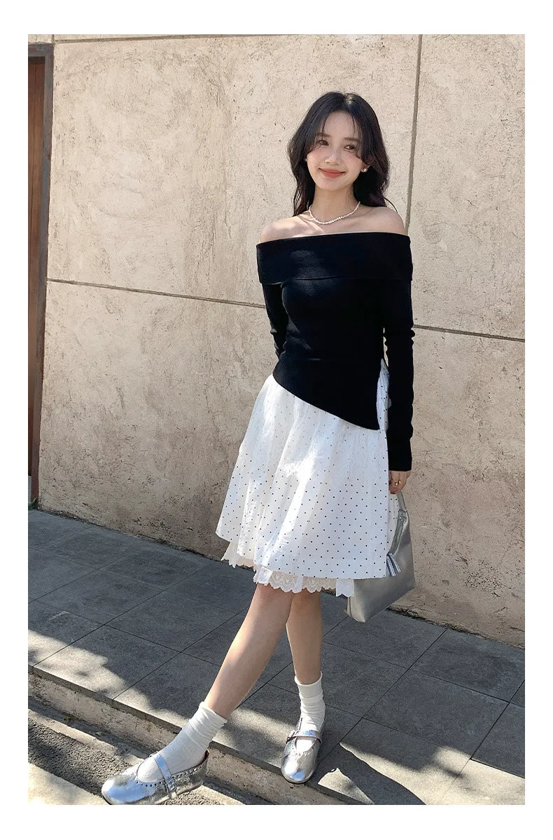 Off-shoulder long sleeve Top