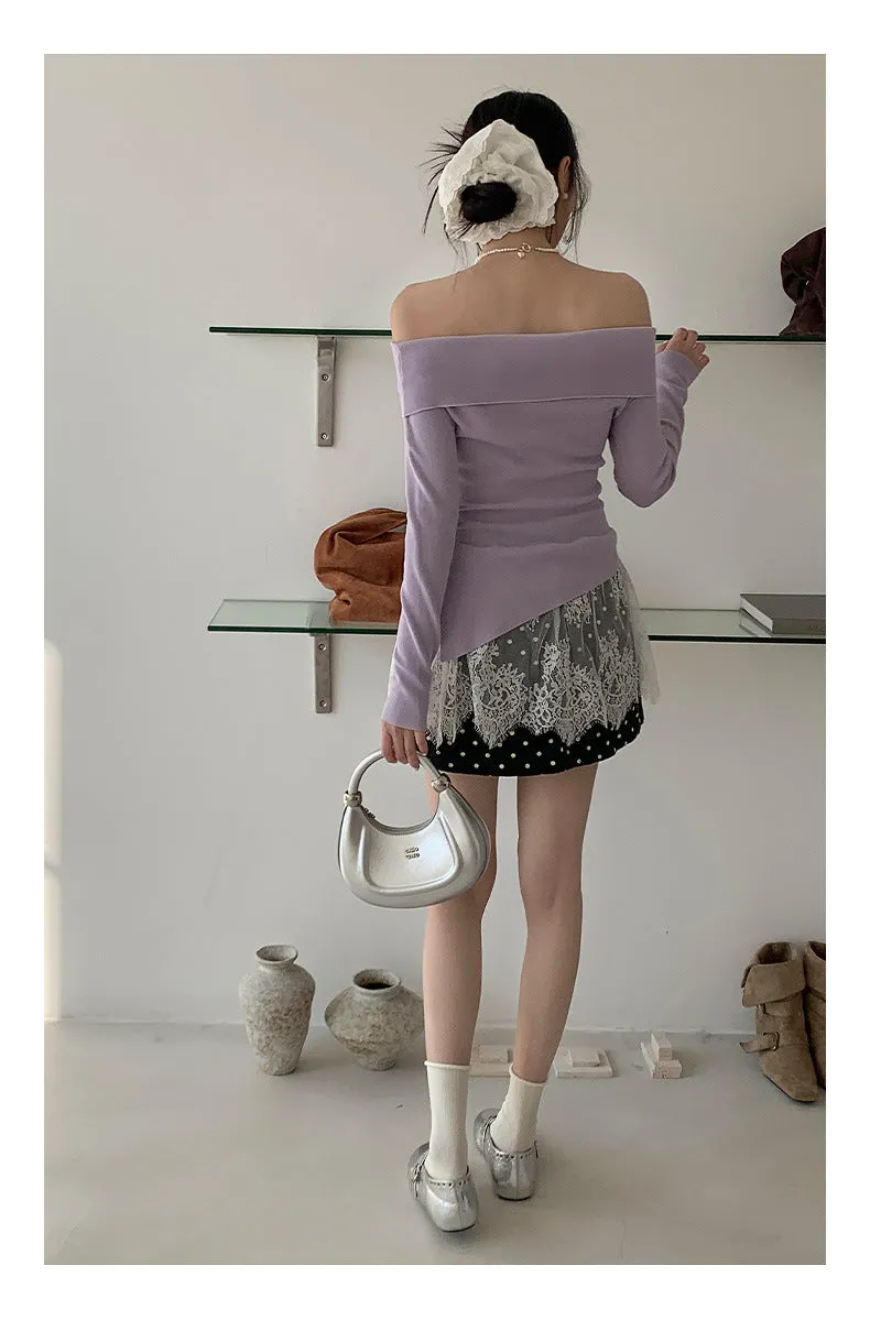 Off-shoulder long sleeve Top