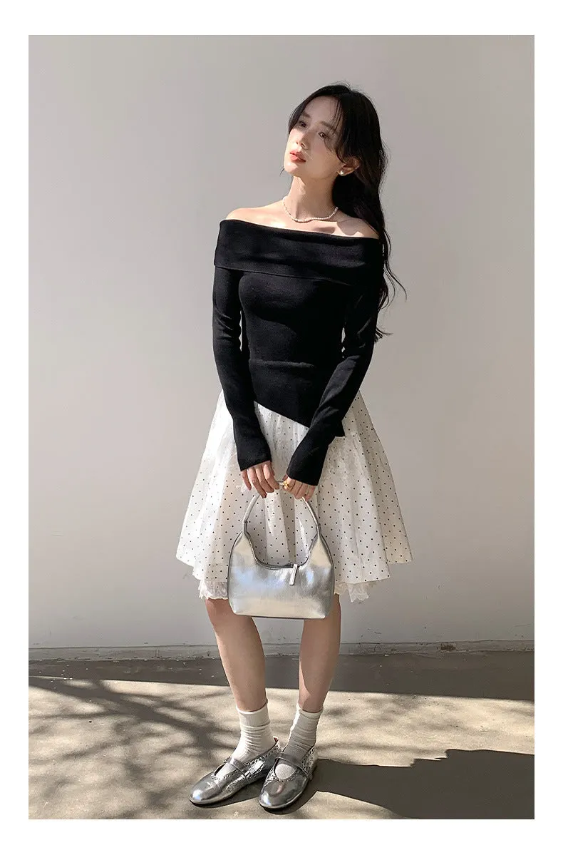 Off-shoulder long sleeve Top