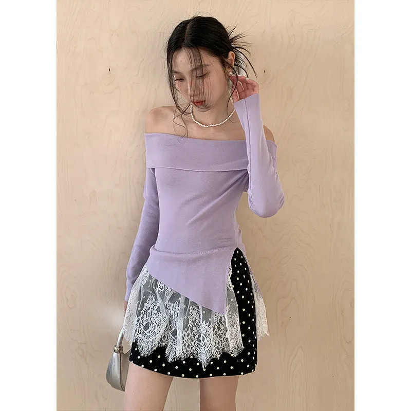 Off-shoulder long sleeve Top