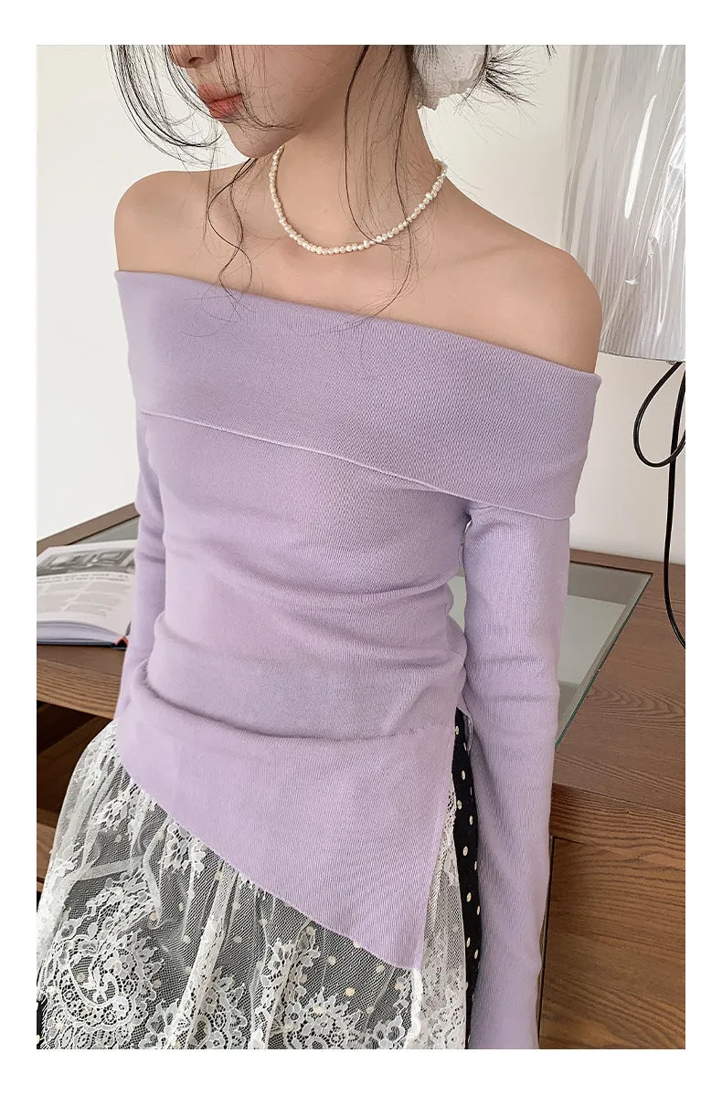 Off-shoulder long sleeve Top