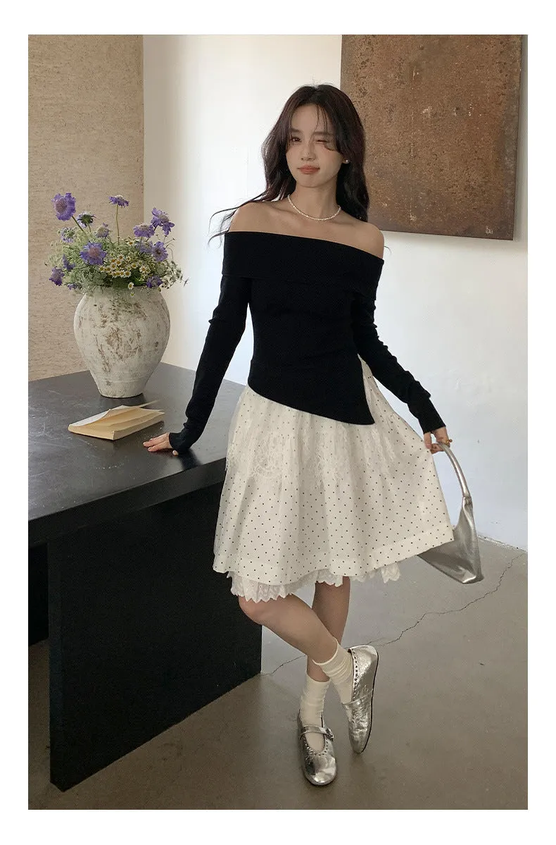 Off-shoulder long sleeve Top