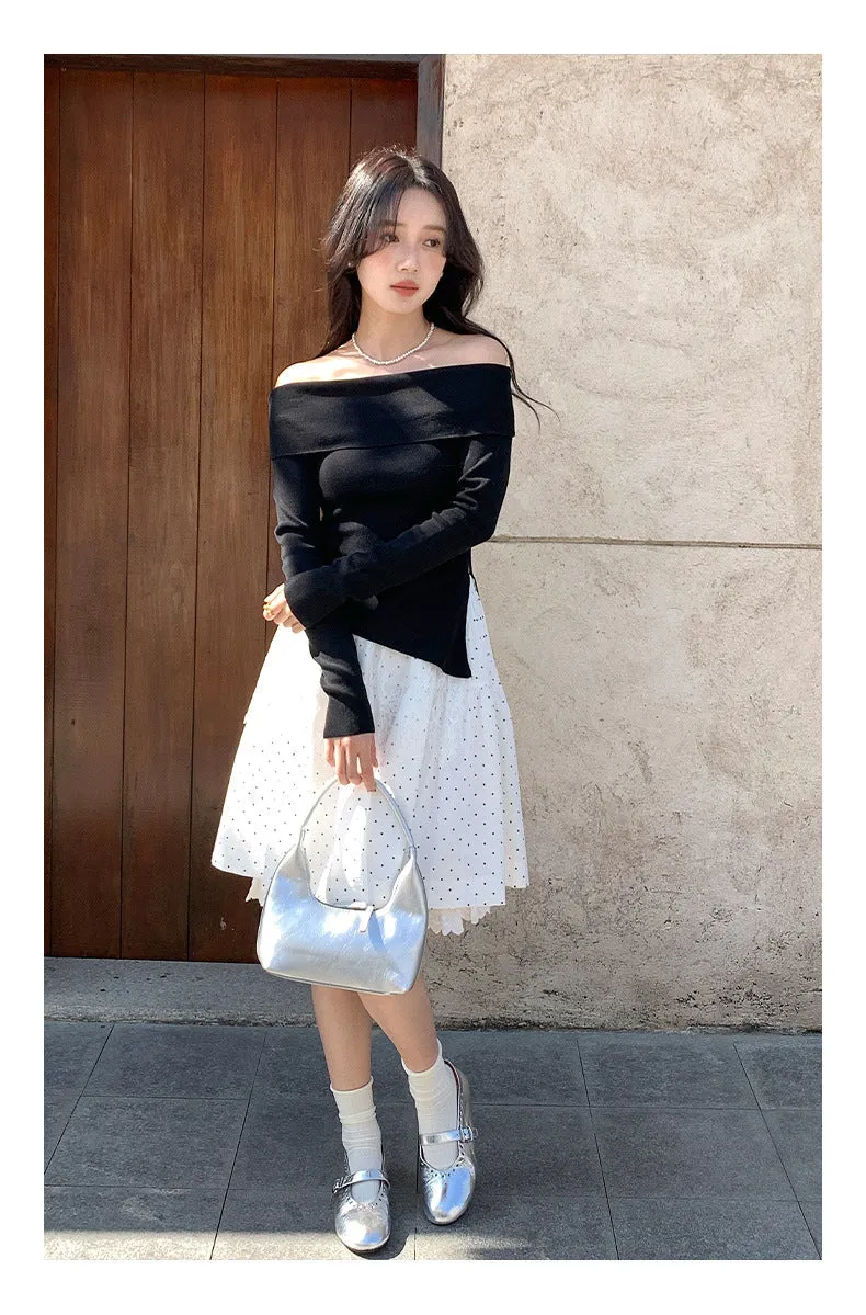 Off-shoulder long sleeve Top