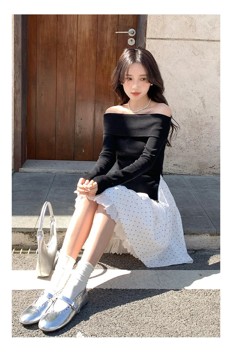 Off-shoulder long sleeve Top