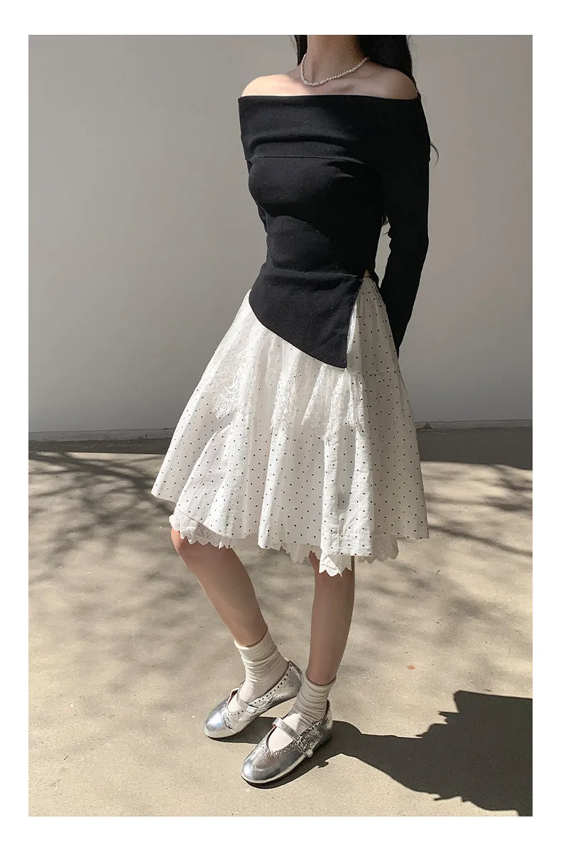 Off-shoulder long sleeve Top