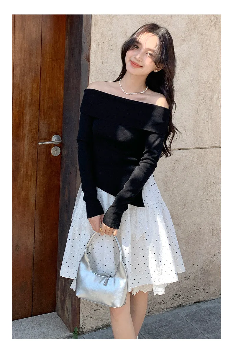 Off-shoulder long sleeve Top