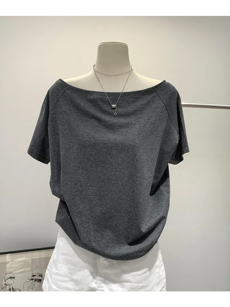 Off-shoulder one-shoulder loose top