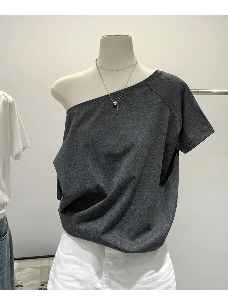 Off-shoulder one-shoulder loose top