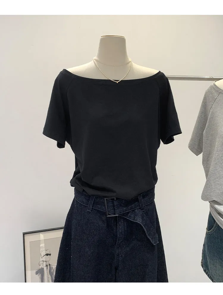 Off-shoulder one-shoulder loose top