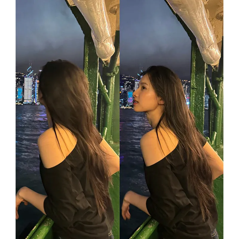 Off-shoulder one-shoulder loose top