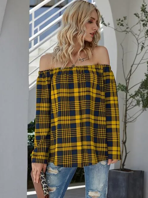Off-Shoulder Striped Long Sleeve T-Shirt (3 Colors)