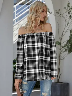Off-Shoulder Striped Long Sleeve T-Shirt (3 Colors)