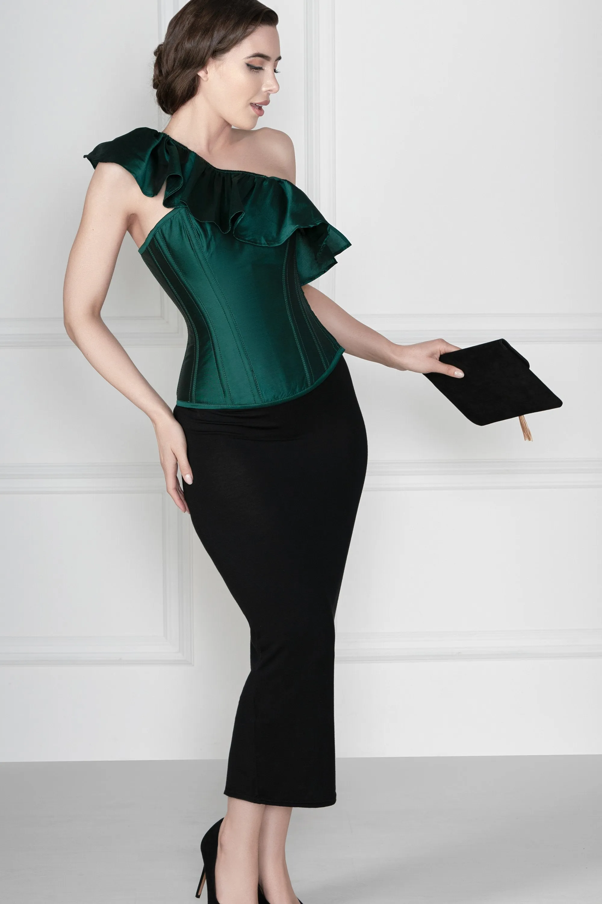 Off the Shoulder Emerald Green Corset Top