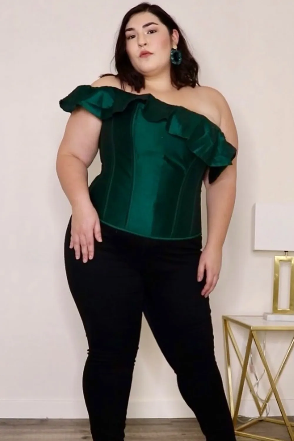Off the Shoulder Emerald Green Corset Top