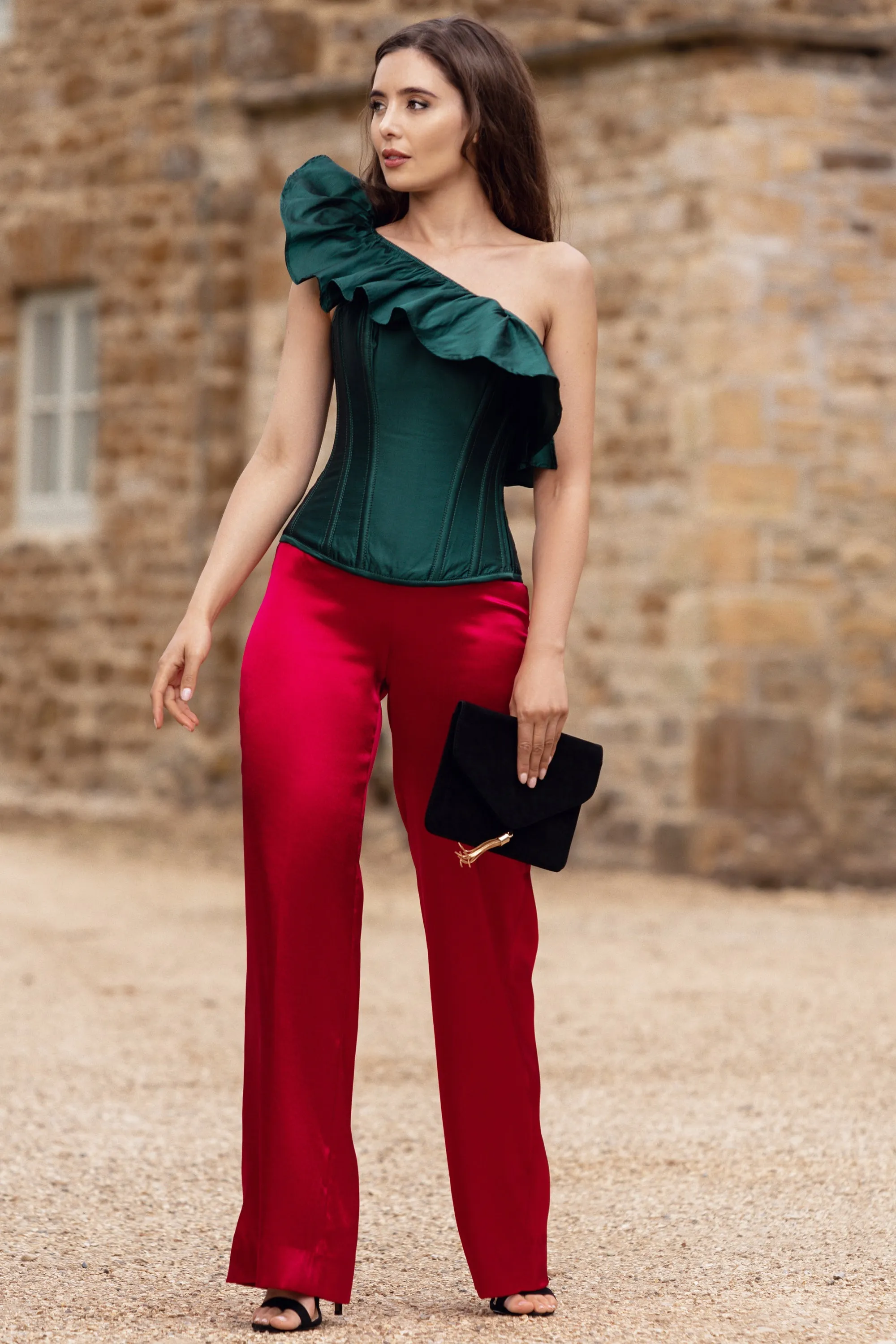 Off the Shoulder Emerald Green Corset Top