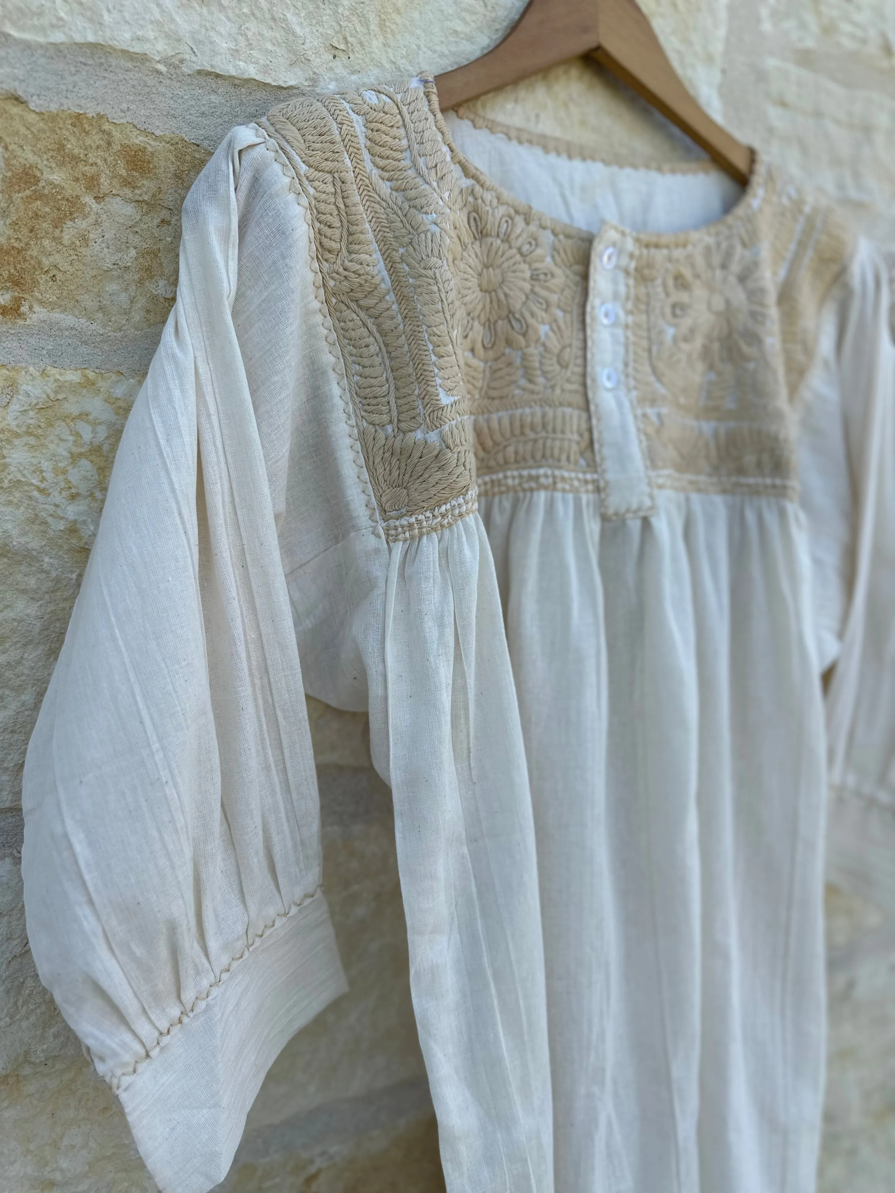 Off-White and Tan Vine Tunic
