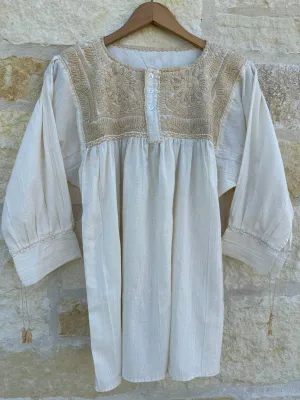Off-White and Tan Vine Tunic