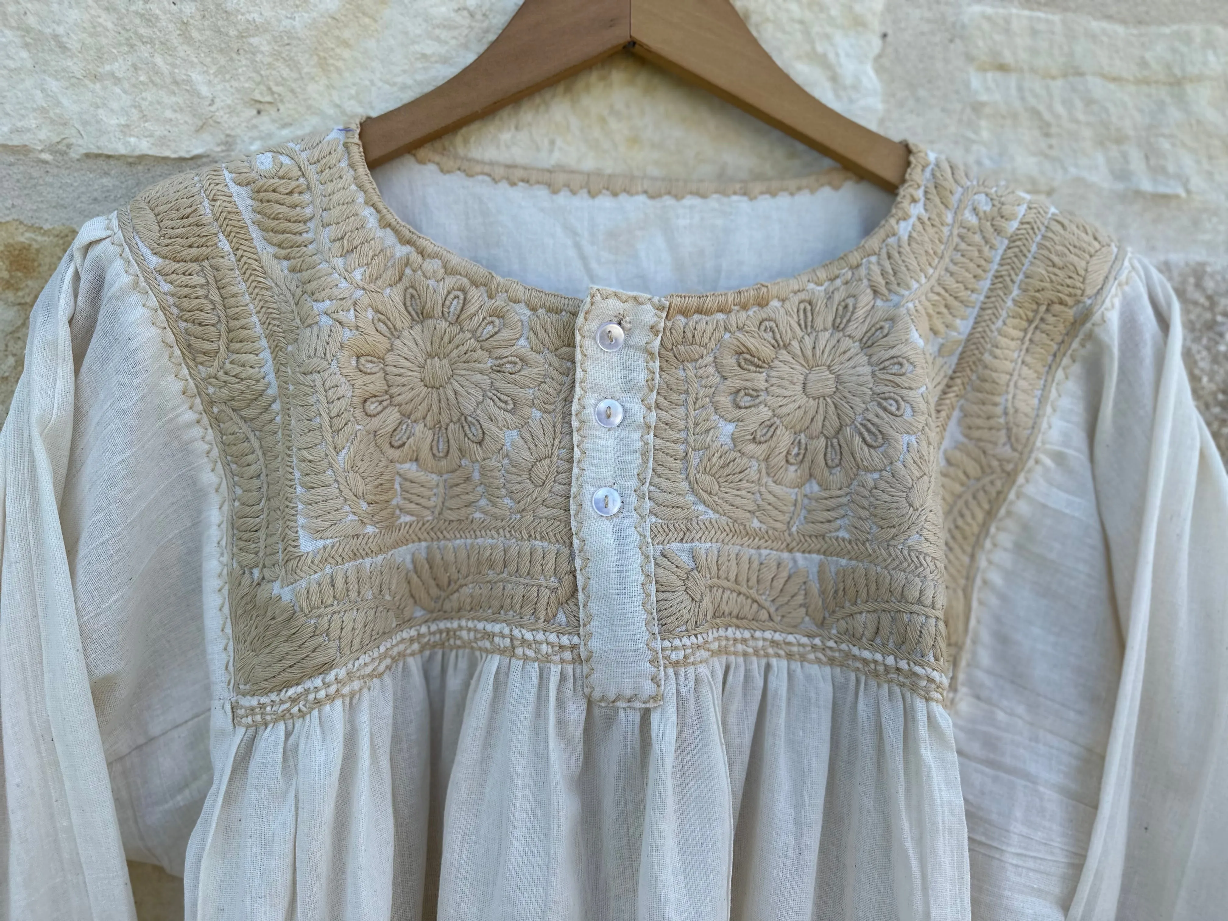 Off-White and Tan Vine Tunic