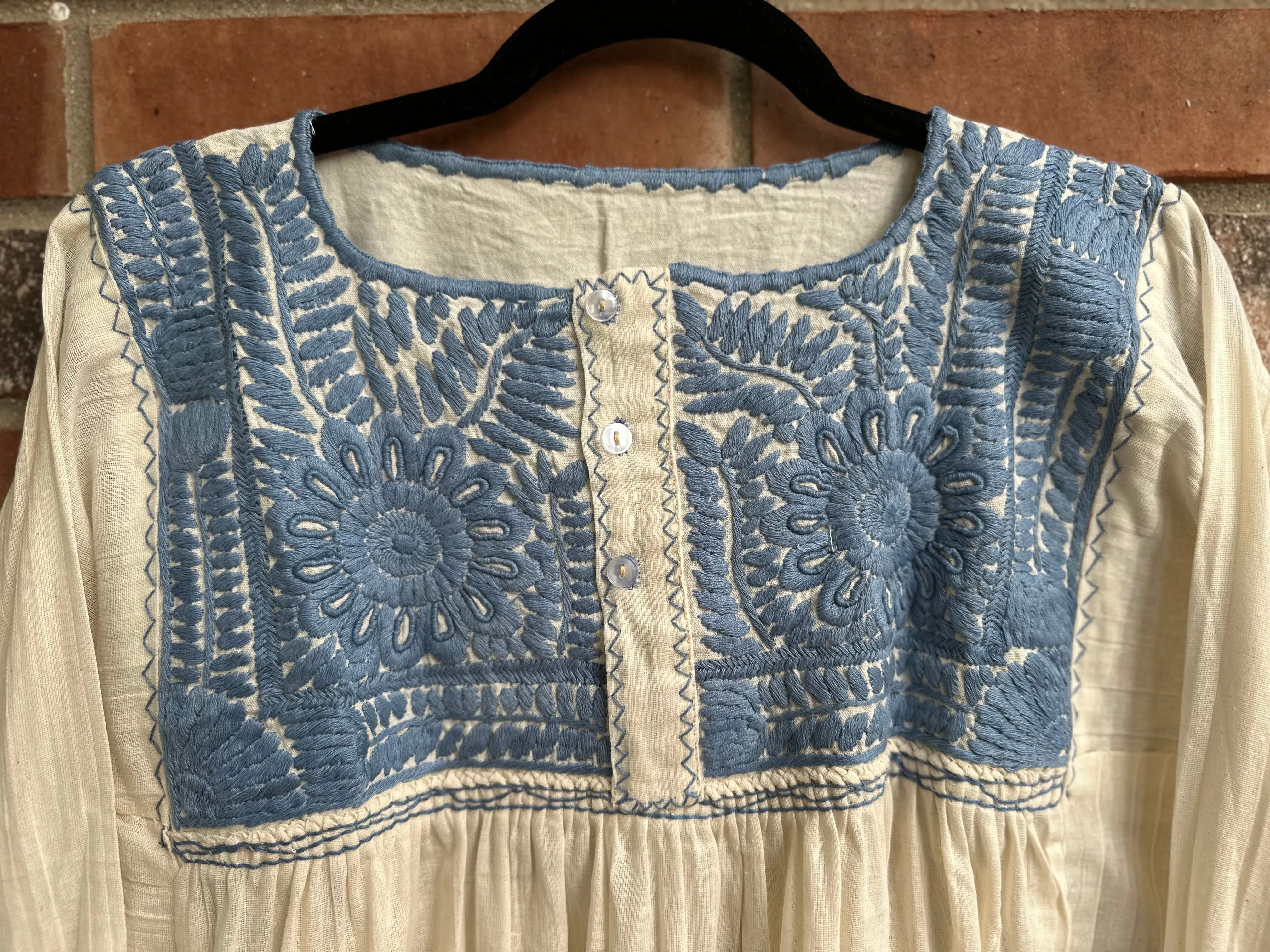 Off-White with Light Blue Vine Tunic