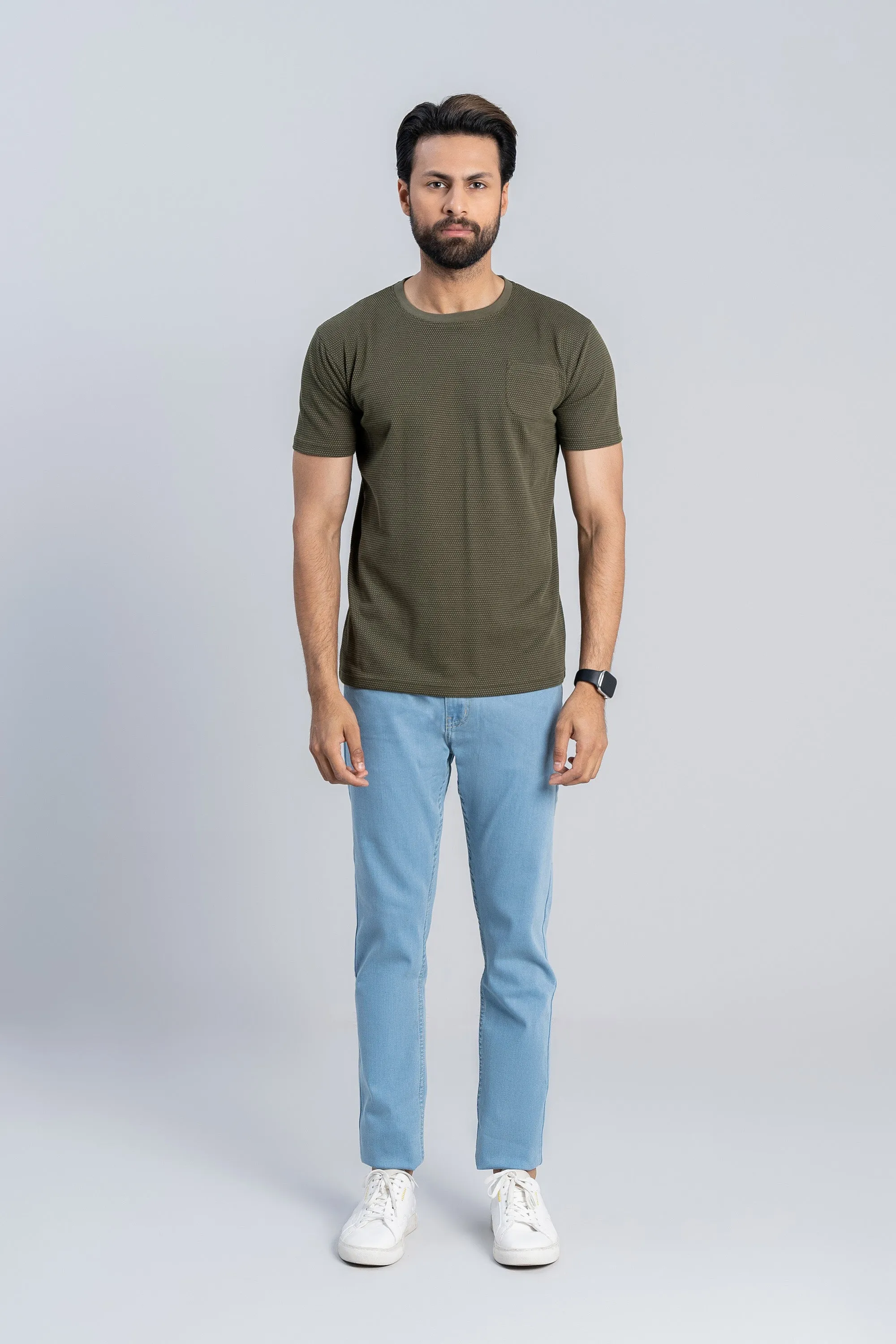 Olive Cotton Popcorn T-Shirt