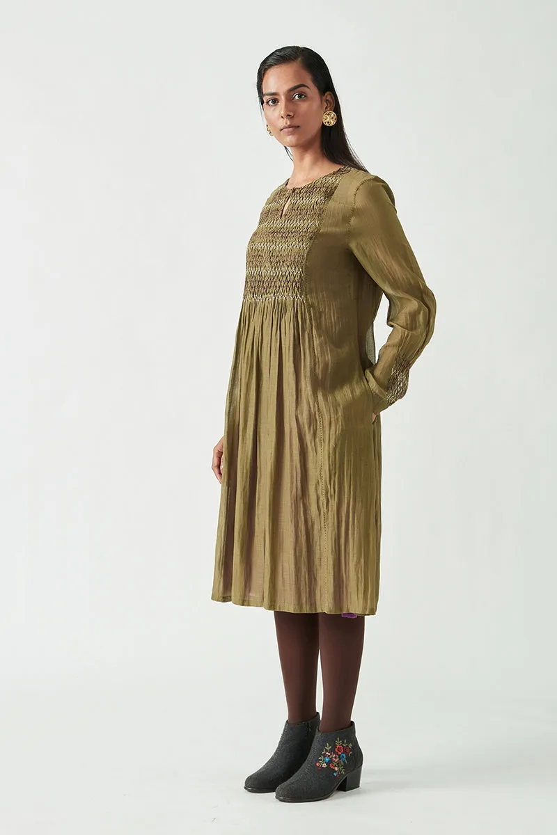 Olive Green Cohen Smocking Tunic