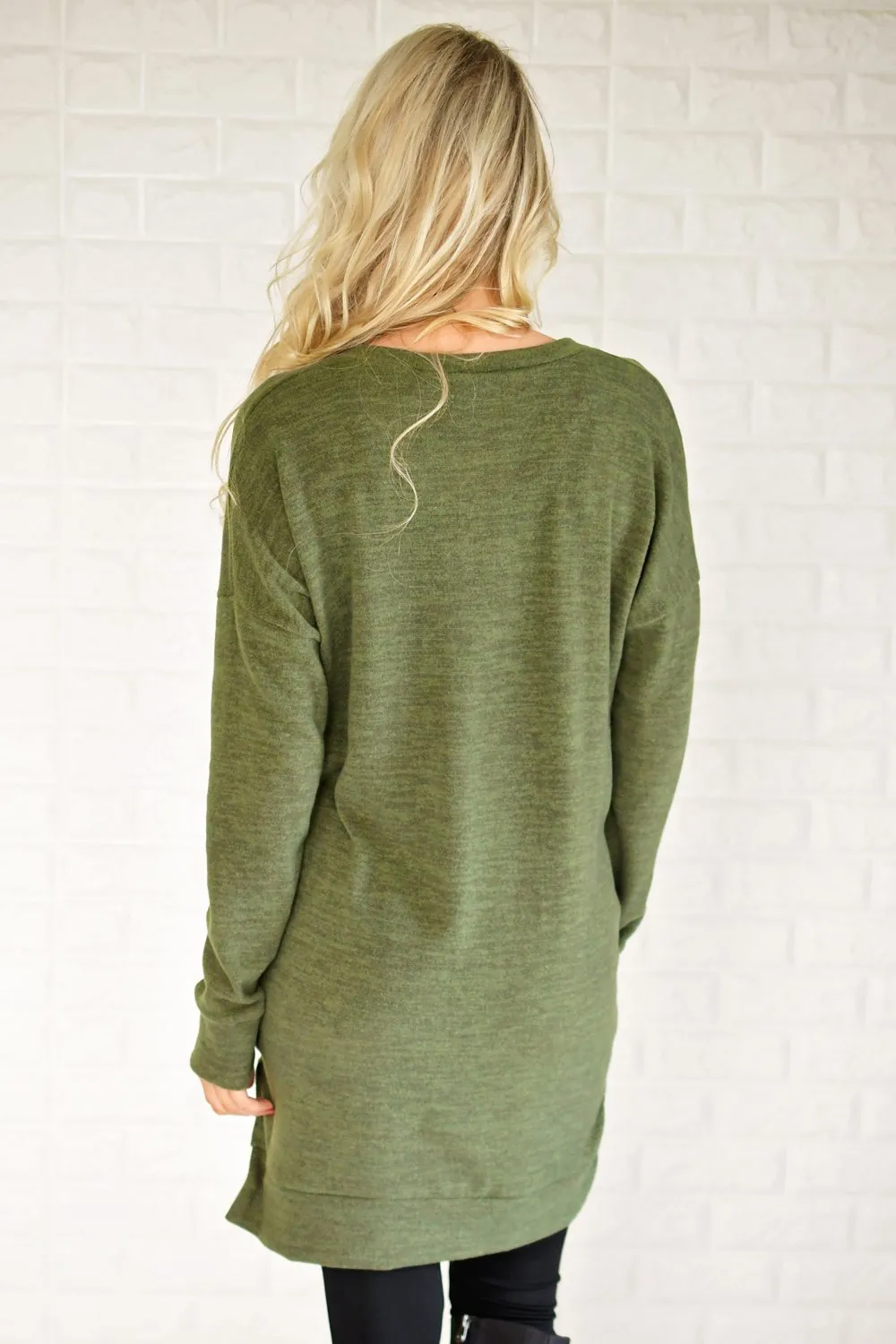 Olive V-Neck Tunic Top