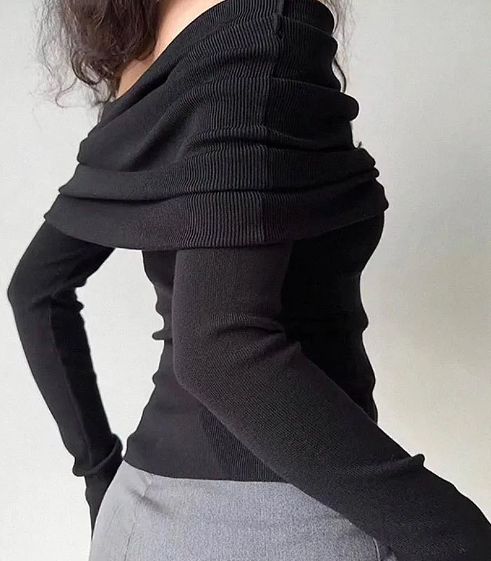 one-shoulder pleated off-shoulder top