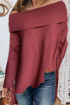 One Word Neck Long Sleeve Off-Shoulder Sexy Sweater