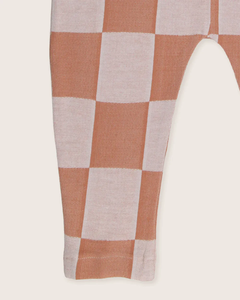 Orange Bold Check Print Dungarees