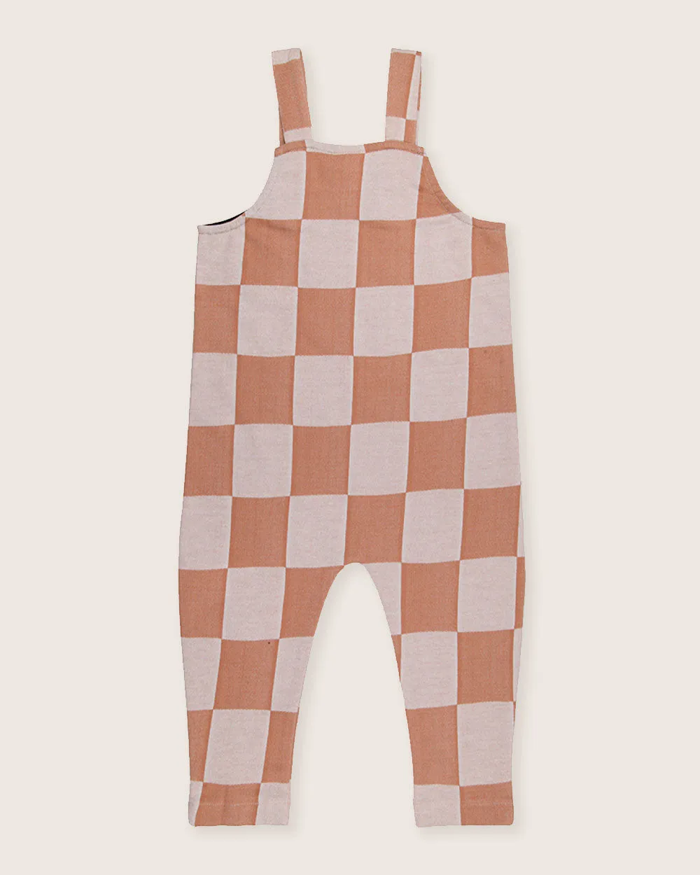 Orange Bold Check Print Dungarees
