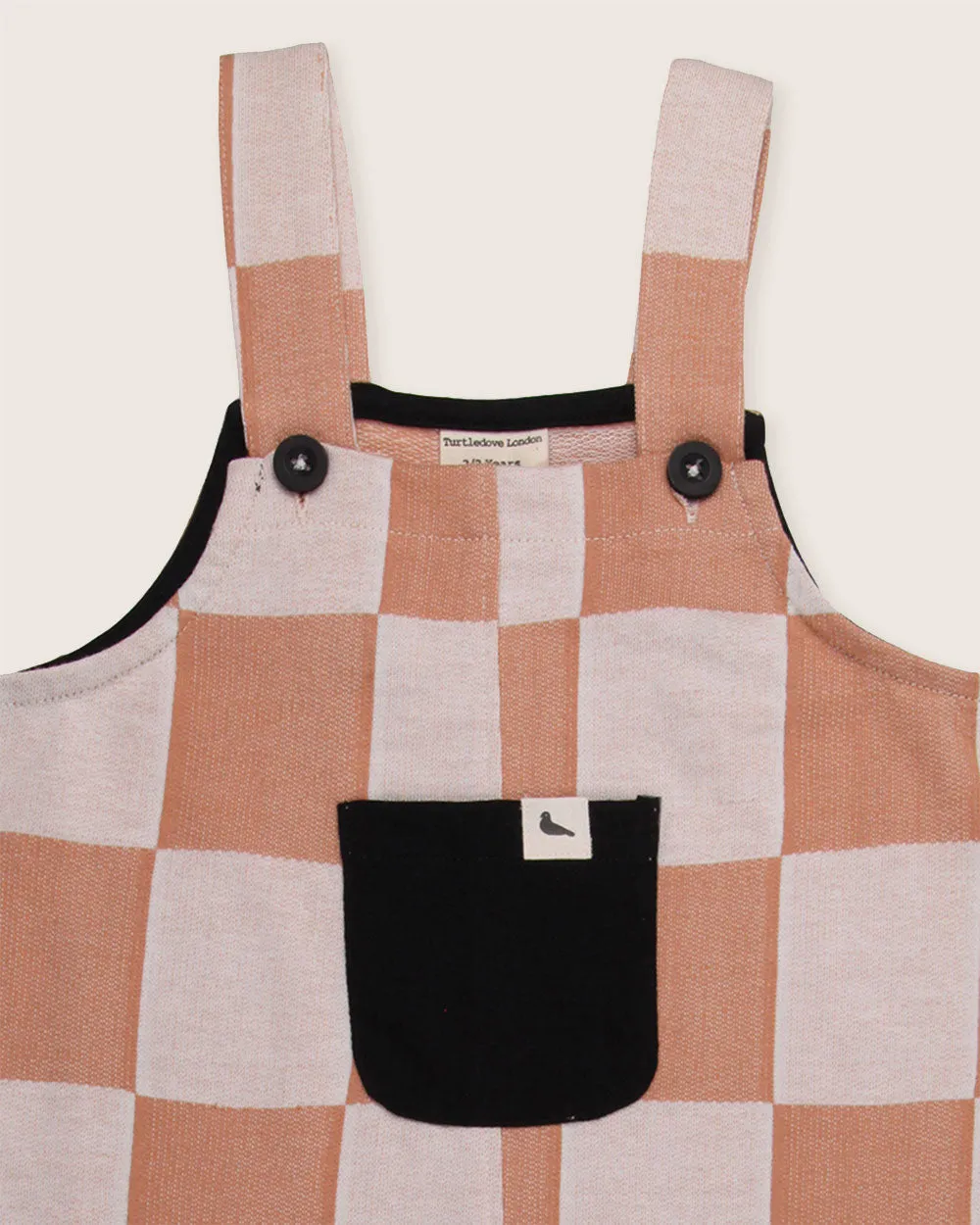 Orange Bold Check Print Dungarees