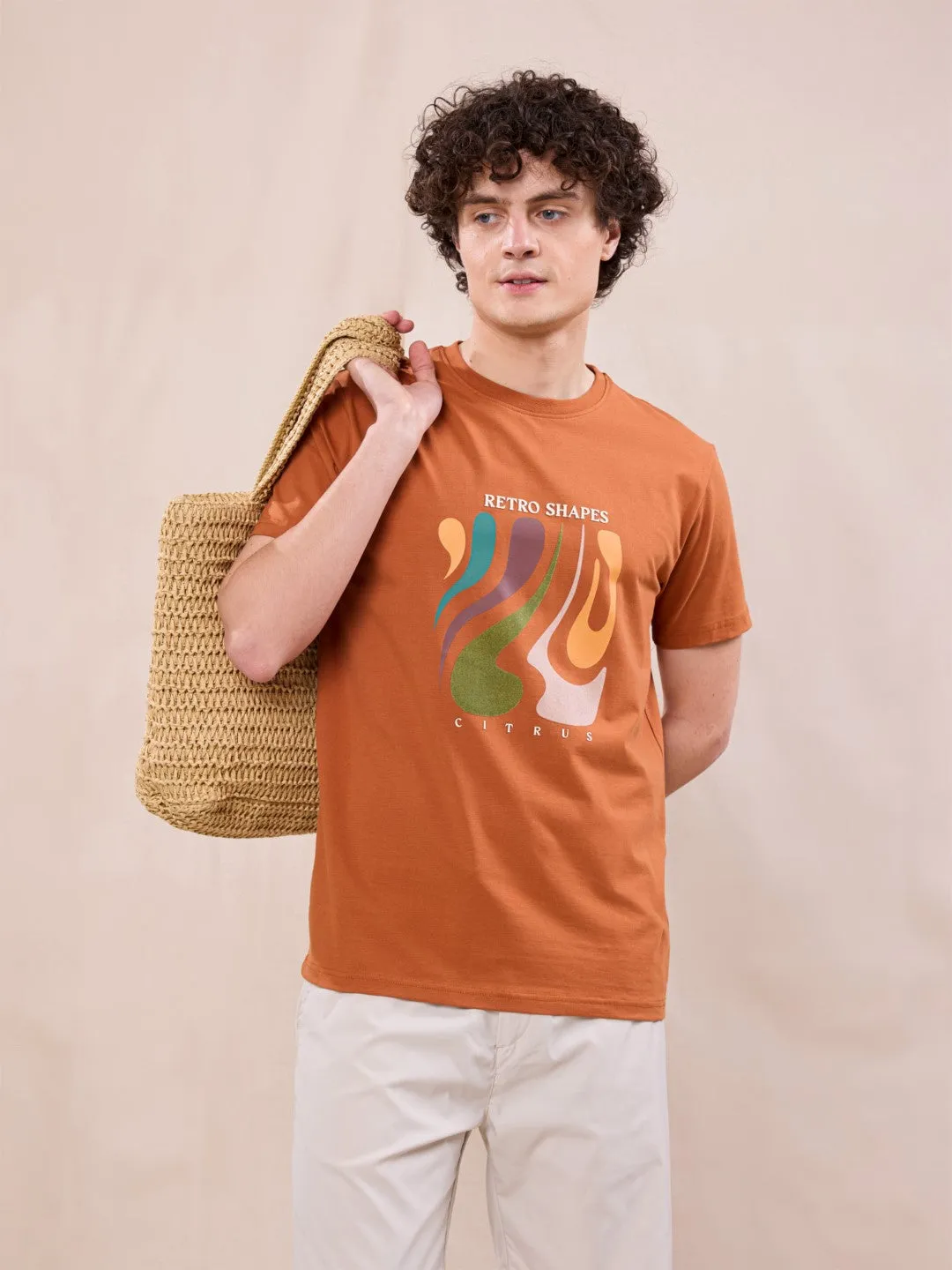Orange Graphic Print T-Shirt