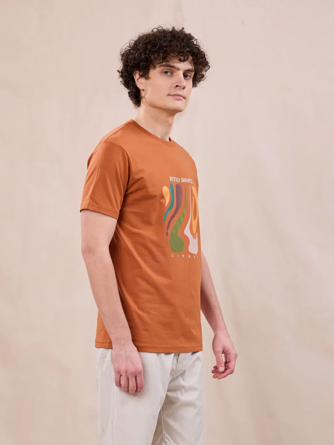 Orange Graphic Print T-Shirt