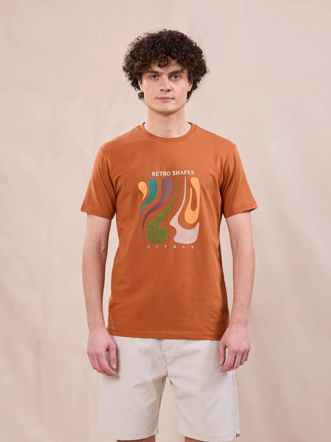 Orange Graphic Print T-Shirt