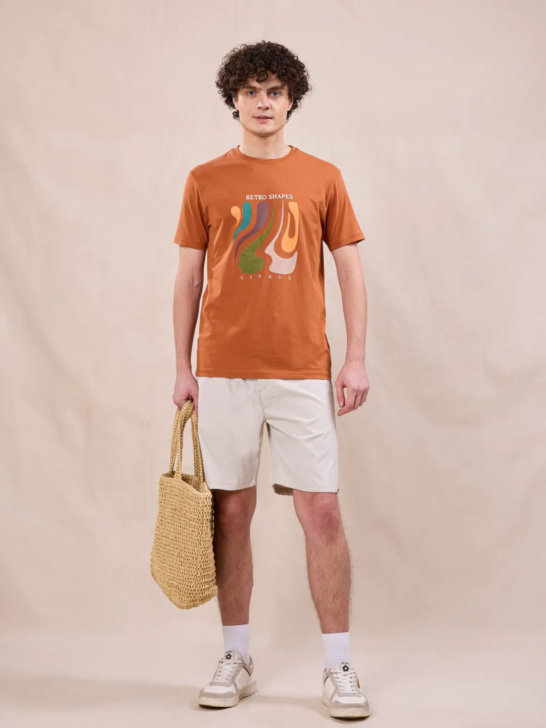 Orange Graphic Print T-Shirt