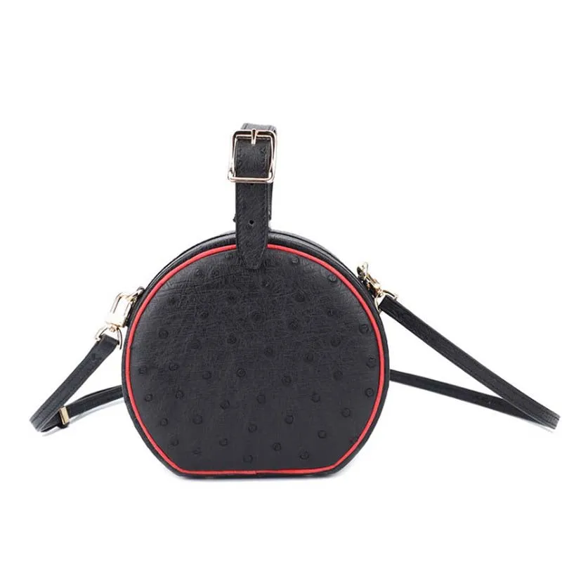 Ostrich Leather Round Bag