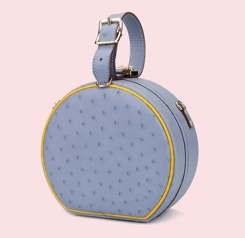 Ostrich Leather Round Bag
