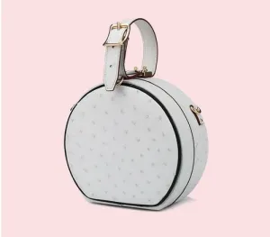 Ostrich Leather Round Bag