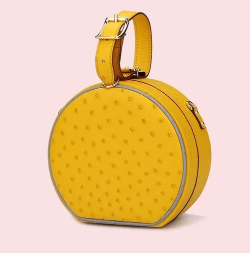 Ostrich Leather Round Bag