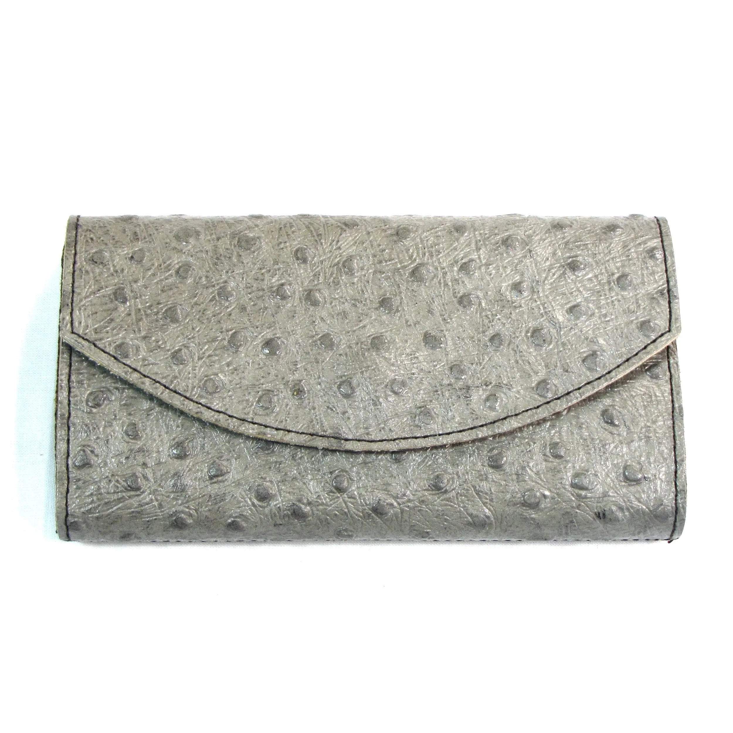 Ostrich Print Ladies Organizer Wallet- Gray