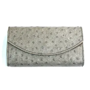 Ostrich Print Ladies Organizer Wallet- Gray
