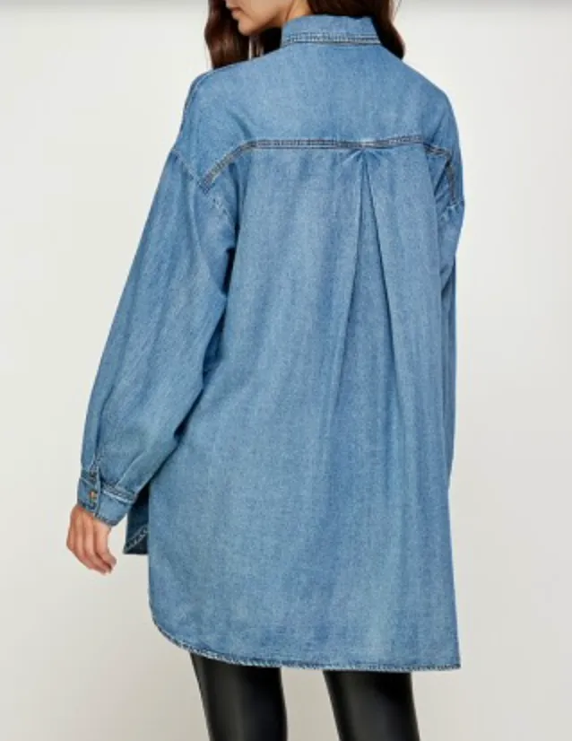 Oversized Denim Button Down Top
