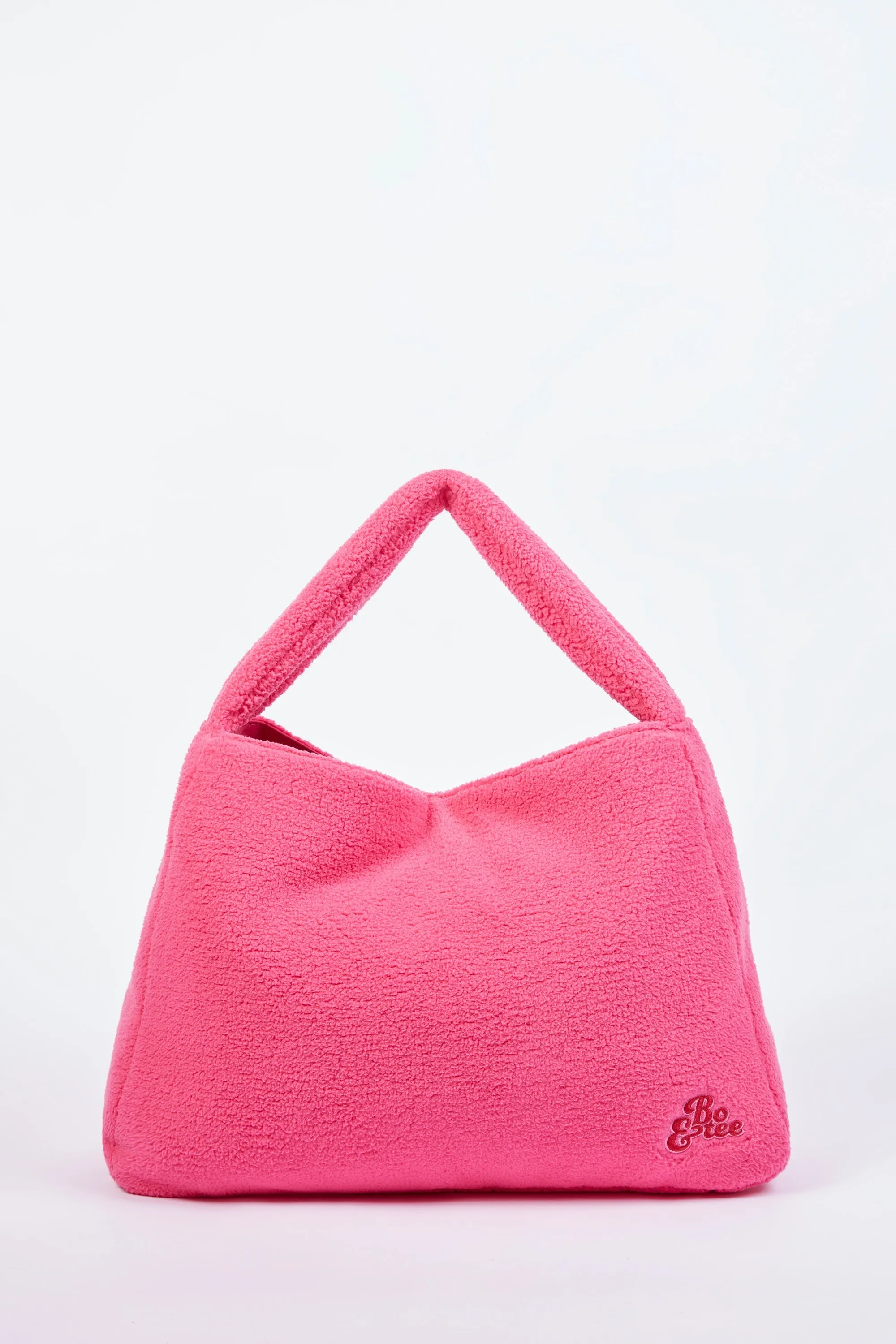 Oversized Fleece Tote Bag in Hot Pink