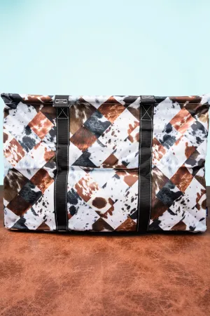 Patchwork Patsy Collapsible Double Haul-It-All Basket with Mesh Pockets and Lid